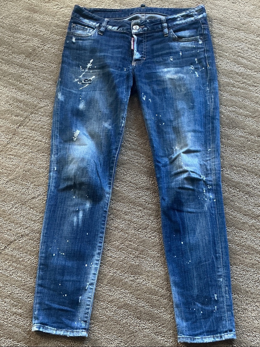 DSQUARED2 Women's Straight Leg Distressed Blue Jennifer Jeans size 38IT/30US